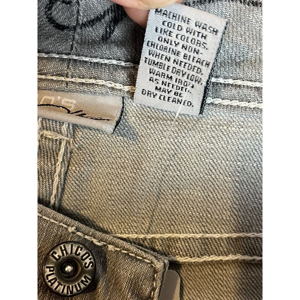 Chicos platinum gray denim womens jeans Quartz MS chicos 0 short NWT - Picture 10 of 12